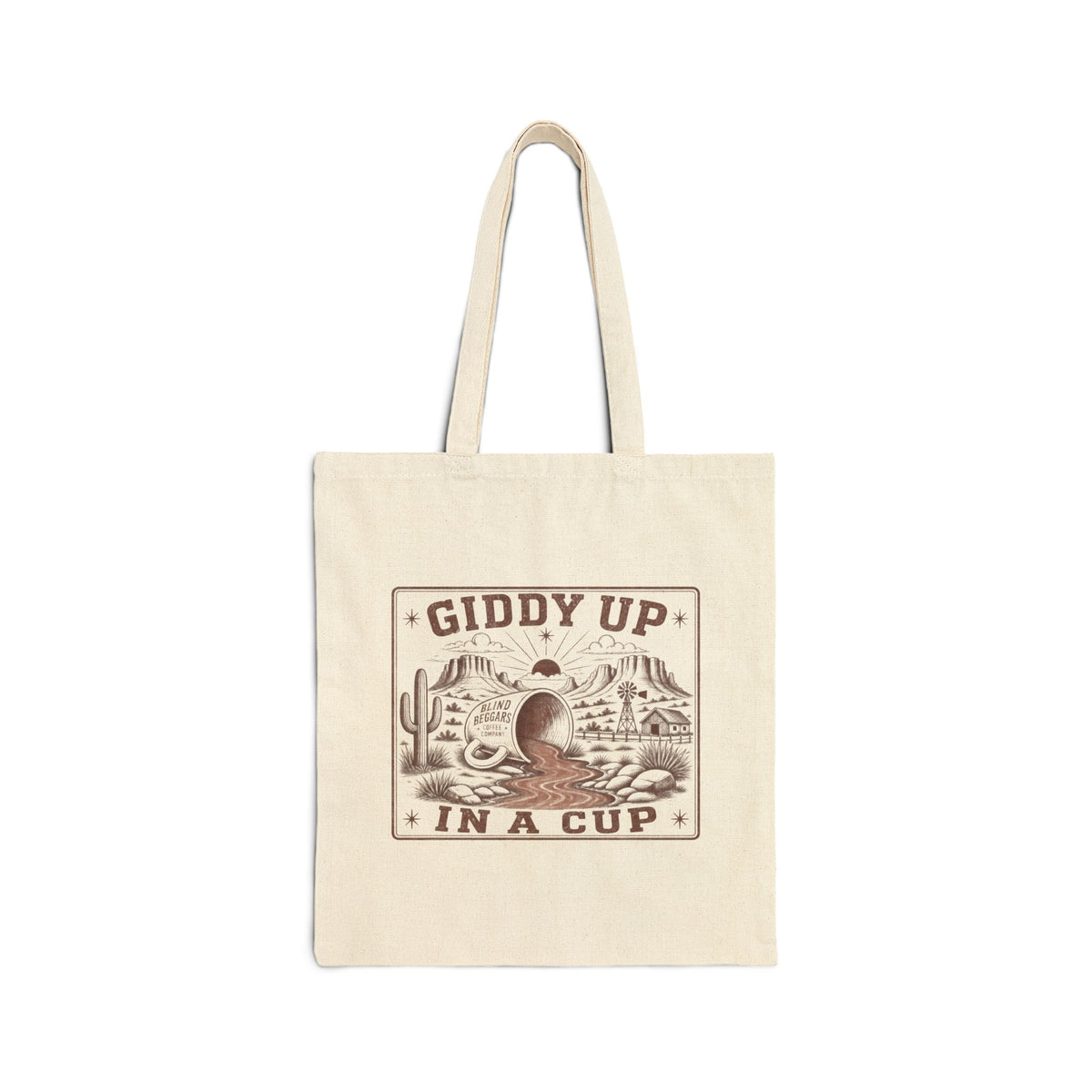 Tote Bag - "Giddy Up In A Cup" Western Cowboy Coffee Canvas Tote